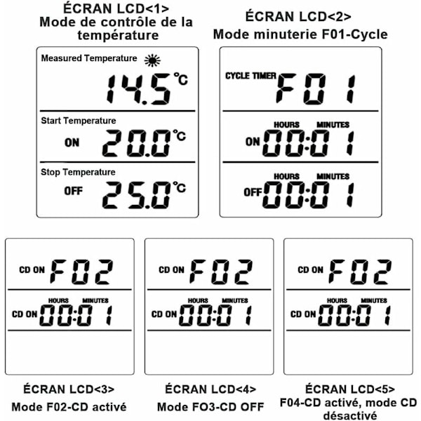Digital Temperaturregulator Termostat Stik Varme Køling med Probe, LCD Temperaturregulator Stik Timer til Akvarium Inkubator Drivhus