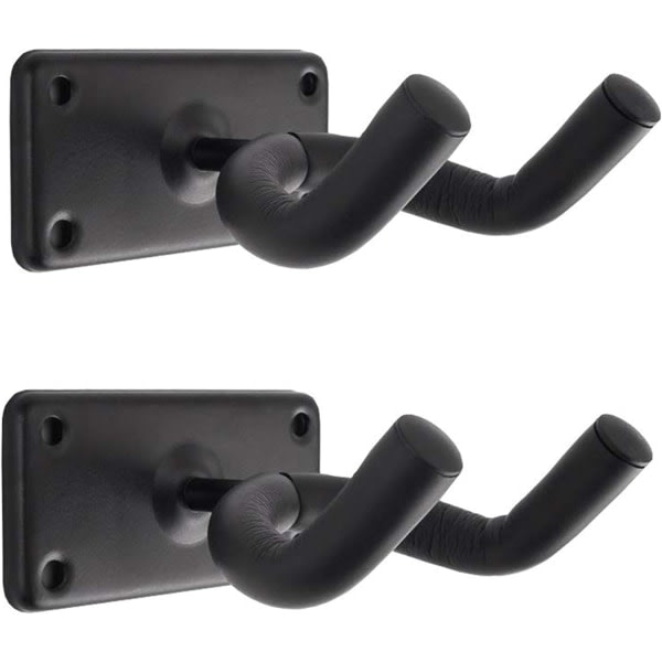 Set med 2 gitarrväggkrokar, svart gitarrväggkrok metallfäste