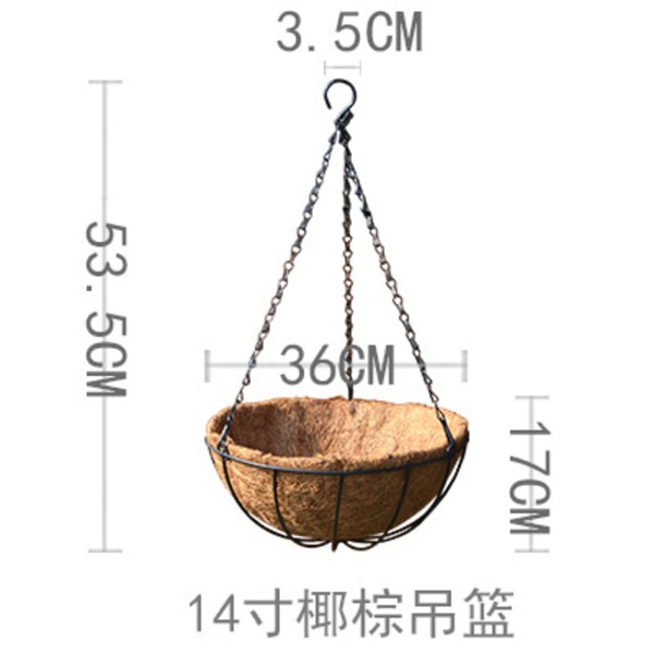 Kokospalme hængekurv hængende vævet urtepotte jernkrog potte vægophæng hængende sukkulent urtepotte 10 inch coconut palm hanging pot medium