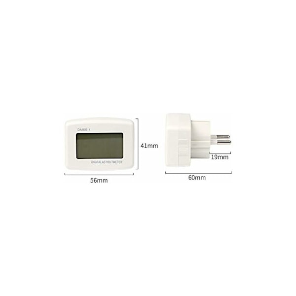 220V Blå Bakgrundsbelysning Digital LCD Voltmeter, EU-kontakt Spänningstestare Panel, DM55-1 AC 80-300V