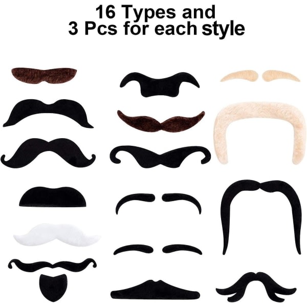 TG Mustasch Itsekiinnittyvä, Teko-parta Liimaa Itsekiinnittyvä Parta Teko-parta
