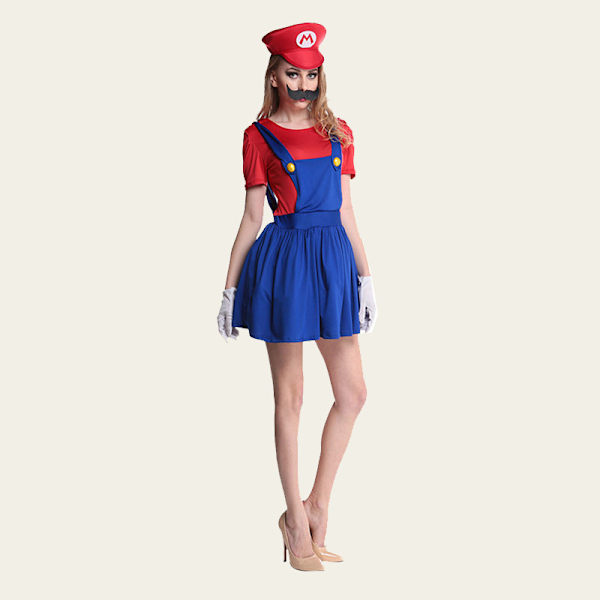 Mario-kostyme, Super Mario-klær, Halloween-ball-dekorasjon, hatt, barnekostyme for cosplay-forestillinger Adult needlework L