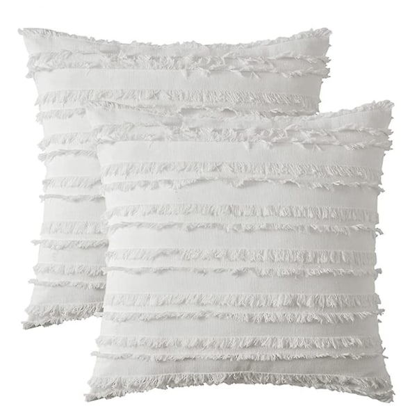 2 kpl Boho-tyylinen pellavainen tyynynpäällinen raidallinen