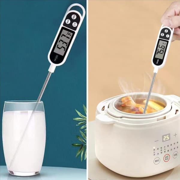 Kökstermometer med LCD-display - med lång sond - hög noggrannhet - digital termometer - matlagningstermometer med omedelbar avläsning