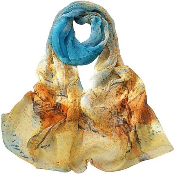Halsdukar för kvinnor Lätt chiffongscarf Modescarfs Sheer Print Sjal Holiday Scarf