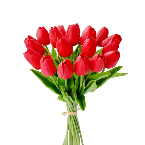 20 stk. røde kunstige tulipan silkeblomster 13,5\" for hjemmet