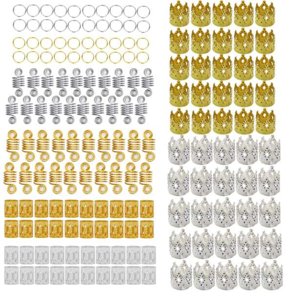 160 stycken DIY flätringar Dreadlocks Metallmanschetter Pärlor Flera stilar för Festi