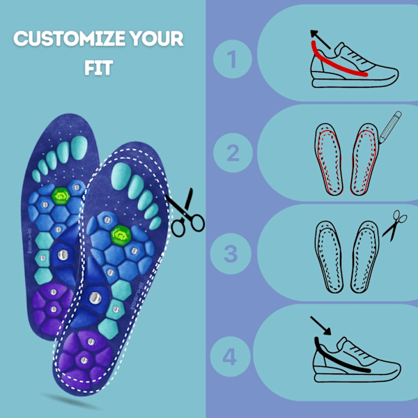 Akusoli Akupressure Insoles, Unisex Orthopedic Insoles, Relieves Foot Pain M 40-43