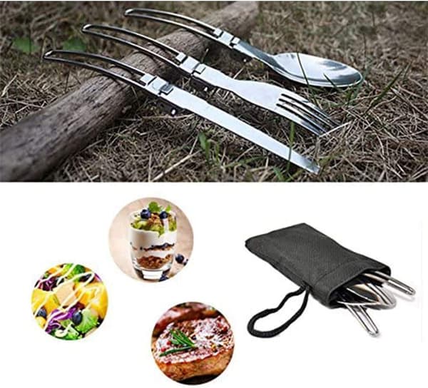 Sammenfoldeligt campingbestik (2 stk)