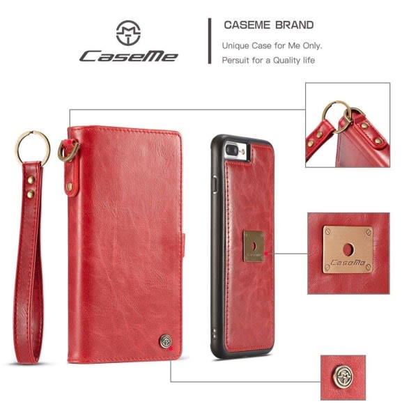 CaseMe Plånboksfodral med magnetskal til iPhone 7/8 Plus Röd Röd