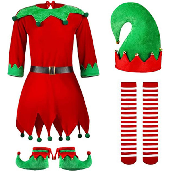 Flickas julemandskostume med hat, sko og strømper_max 20