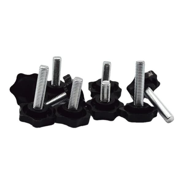 Møbeljusteringsfødder, M6x30mm gevind, pakke med 20, sort/sølv