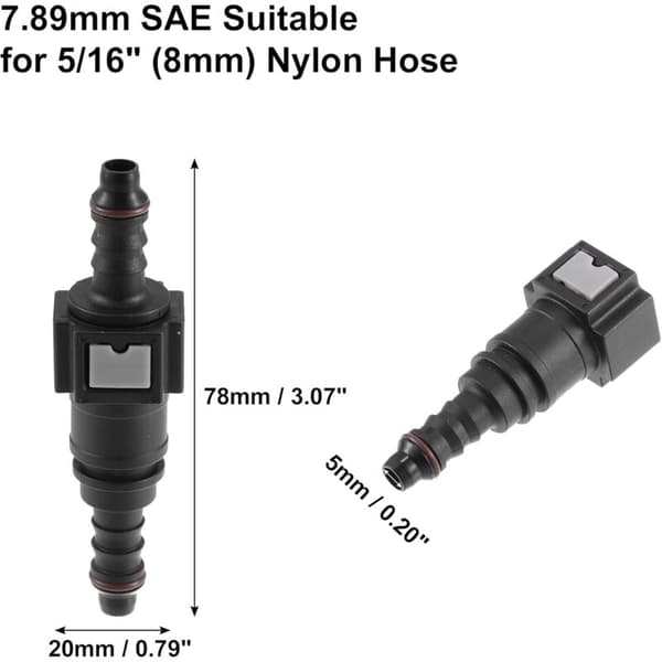 7,89 mm till 8 mm Rak Snabbkopplingsanslutning för Bränsleslang, 2-pack