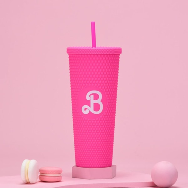 Barbie Dobbelvegget Tumbler Mode Barbie Rosa Akryl Vannkopp Hvit Rosa Rosa One-Size