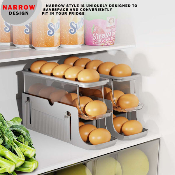 Rolling Egg Dispenser, Automatic Egg Dispenser, Pull-Out Egg Carton, Holds 15-17 Eggs.—yux