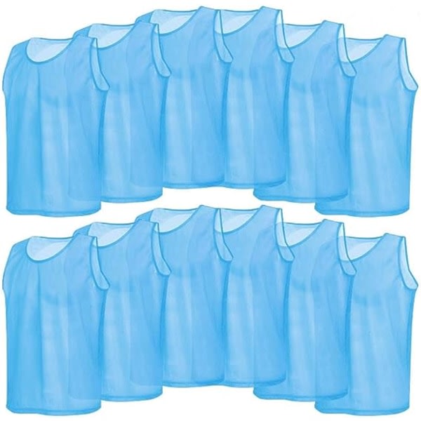 Galaxy Set med 12 Vuxen treningsväst for fotboll/volleyboll/basket (ljusblå) blå
