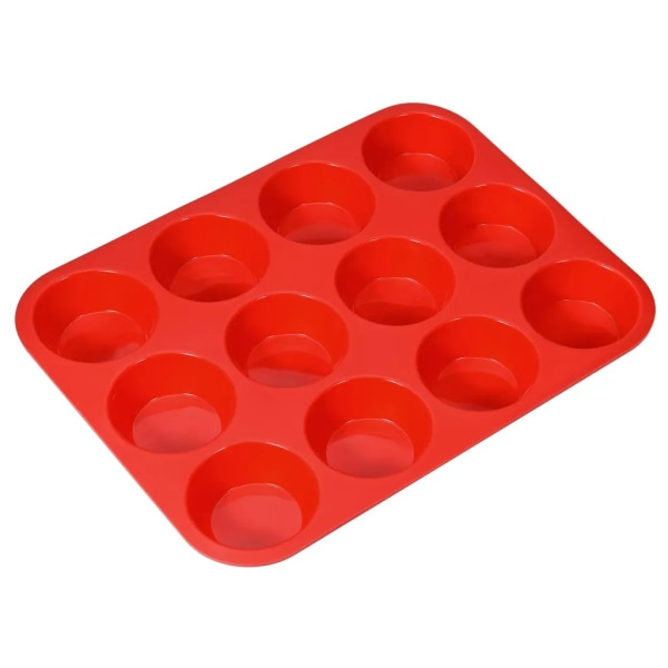 Silikonmuffinsform for 12 muffins - LFGB BPA-fri silikonmuffinsform for cupcakes, puddinger, kaker, brownies - non-stick og lett å rengjøre