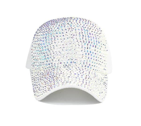 Bling Baseballcaps for kvinner med full diamantdesign Justerbar hatt sølv silver