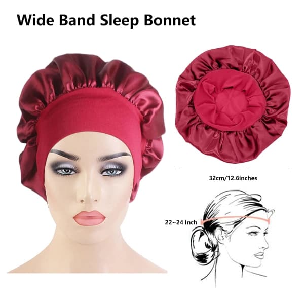 Satin Bonnet Silke Bonnet Hårhætte til Sovning Satin Bonnet til Hår Bonnets til Kvinder Silke Bonnet til Naturligt Hår Lys Lilla