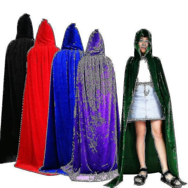Kappa Halloween Kostume Ballkjole Op Barn Voksen Kappe Sort Guld Fløjl Kappe Vampyr Reaper Cl Rød