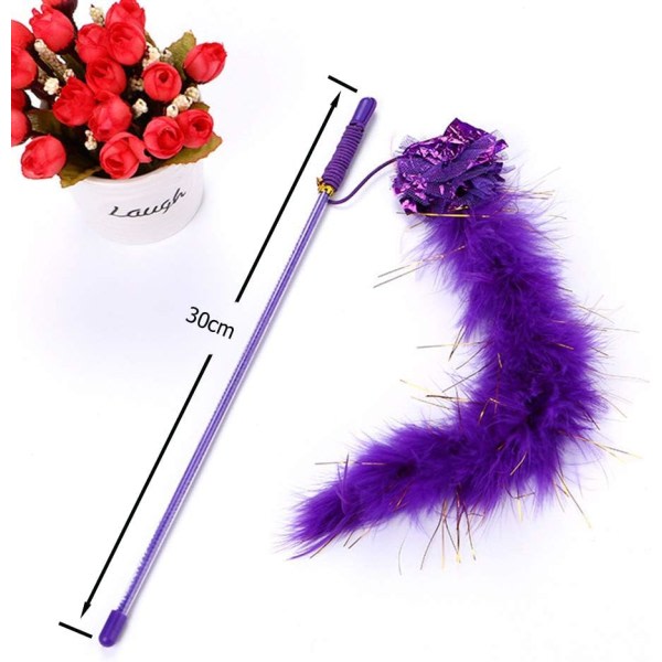 Galaxy Cat Wand Toy, 2 st Interactive Cat Teaser Feather Wand med Sound Paper Wand