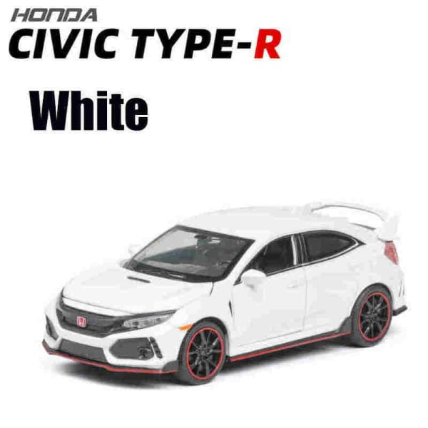 HONDA CIVIC TYPAA TYPE RIEET TOET TYPE R DIECASTS & AMP, 1:32, Bilmodel i metall, Ljud- og ljuskollektion, Billeksaker for barn, Julklapp White