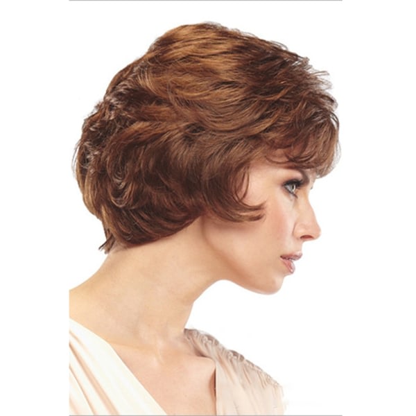 TG Naisten luonnollinen lyhyt kihara peruukki Pixie Cut BIR Blond Brown