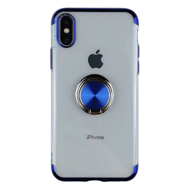 iPhone XS Max - Effektfuld Silikonskal med Ringholdare Blå