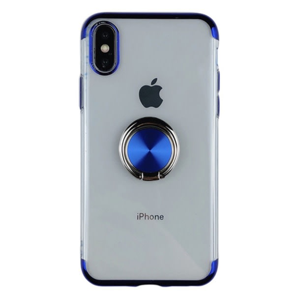 iPhone XS Max - Effektfuldt Silikonskal med Ringholder Blå