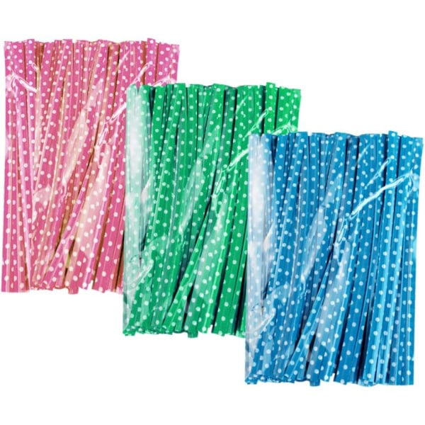 Moniväriset, 300 kpl Twist Tie Dot Tie - Twist Tie Wire Sulkemispussi