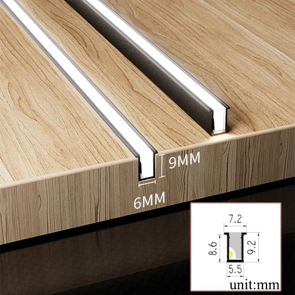 Ultratynd LED-integreret usynlig lysstribe Under skab Skab Bogreol Hylde Aluminiumsprofil DC12V skjult belysning 1 stk (30cm)