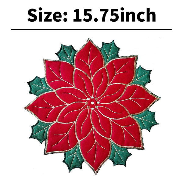 Julbordstabletter med Broderad Applikation - Julstjärna & Julblomma