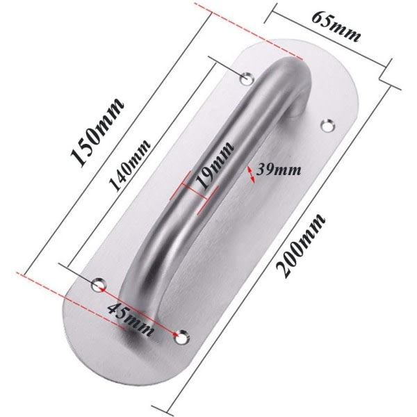 TG 65 x 200 mm Poignée de Porte de Grange en Acier Inoxidable Poignée