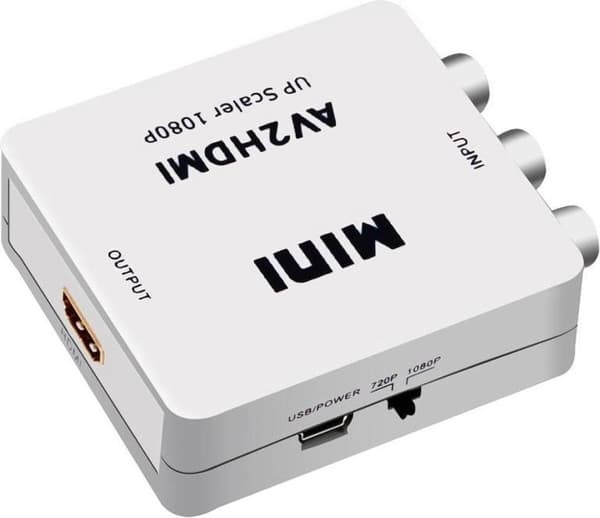 RCA til HDMI-adapter - AV til HDMI-omformer - Hvit