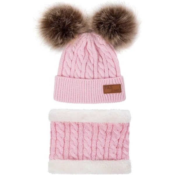 Baby skjerfsett Flickor Pojkar Varm pels Pom Beanie