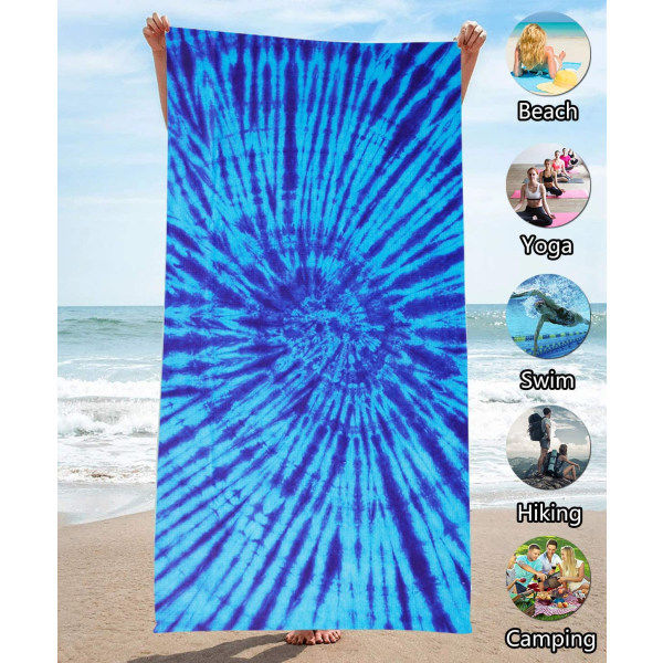 TG Bl?, 150x75 cm randig mikrofiber strandhandduk Anti Sand M
