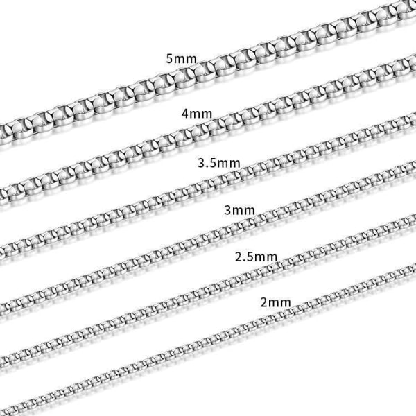 2. kæde (70 cm) Halsbånd og armbånd i rostfritt stål for män Sil