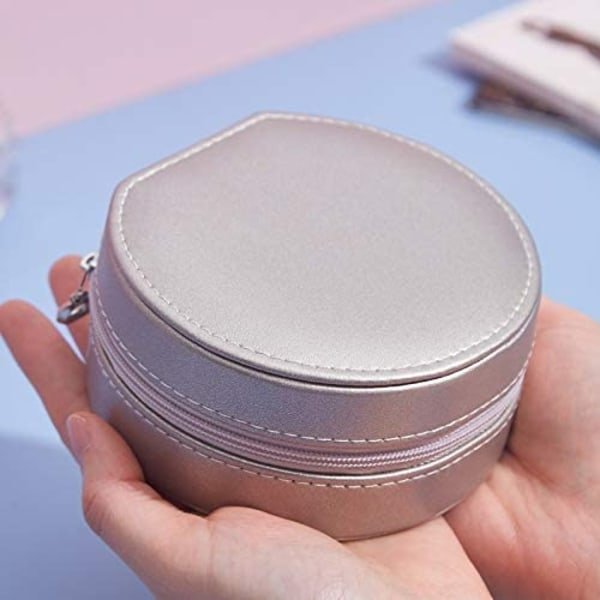 Smyckeskrin Organizer, Sammetfodrad PU-Läder Resesmyckeskrin Mini Smyckeskrin för Ringar Örhängen Halsband