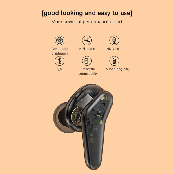 Mini trådløse Bluetooth-hodetelefoner med ladestasjon