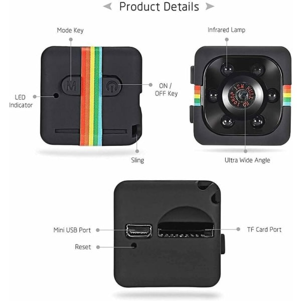 Mini Spy Piilokamera, Full HD 1080P Mini Auto Piilotettu DV DVR Kamera Spy Dash Cam IR Night Vision (svart)