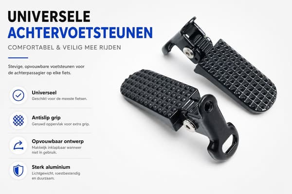 Cykelbagfodstøtter, 2-pak foldbare skridsikre fodpinde i aluminiumslegering til bagagebærere og bagpassagerer, sort