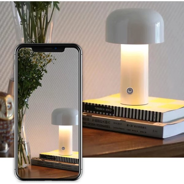 1. Svamplampe med Berøringsdimming Bordlampe for Stue USB Oppladbart Led Nattelys Moderne Trådløst Rom/Bar/Soverom/Sengebord/Studie/Hjem/Kontor Gray