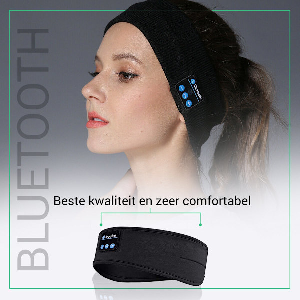 Bluetooth Sovemaske - Pandebånd med Bluetooth 5.0 - Søvntræner - Ørevarmere - Sort
