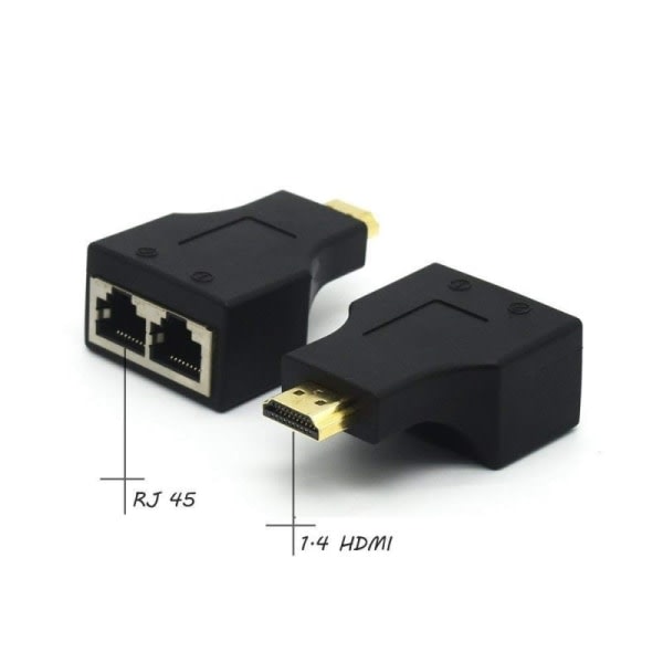 TG 2x HDMI - RJ45 Dual Port Förlängare jopa 30 m Svart