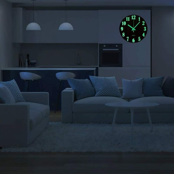 12 tums ljus väggklocka i trä Tyst med anti-tick nattlampa för kök i vardagsrummet i sovrummet - brun (Classic Digital)