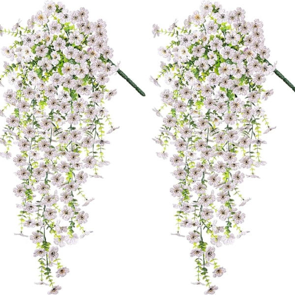 Simulerade plastblommor eukalyptus violett gröna blad rotting vardagsrum inomhus rum vägghängande dekoration falska blommor (yellow)