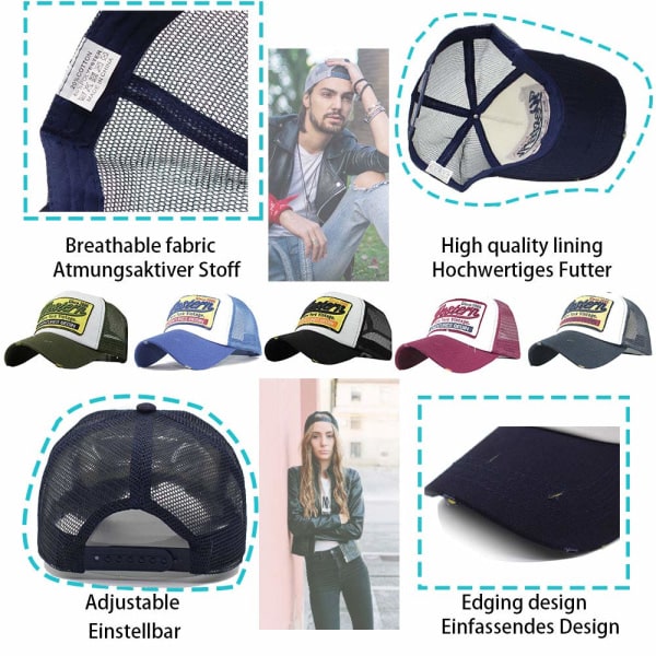 Cap Sommar Halv Mesh Hatte til Mænd Kvinder Broderet Cap Casual Hatte Hip Hop Trucker Kepsar Vasket Cap