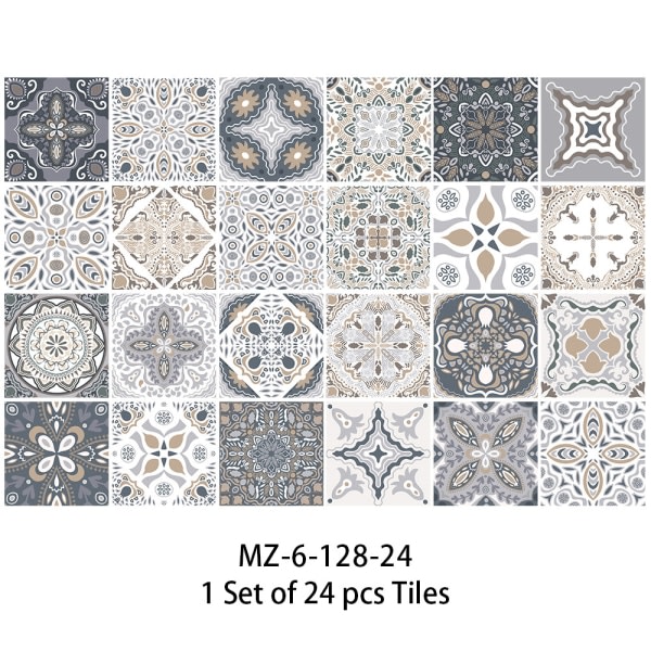 TG 24 grå og vita väggklistermærker 10 x 10 cm Platt fyrkantigt selvhæftande T