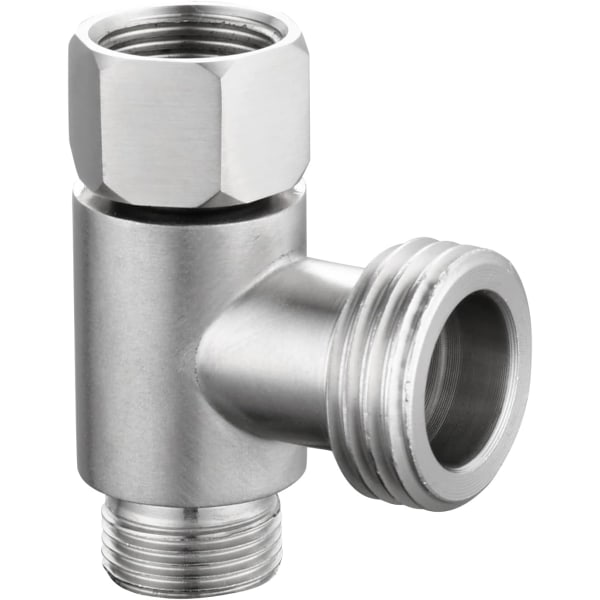 3-veis 3/8\" og 1/2\" 3-veis adapter Tee-kobling Rustfritt stål 3/8\" vannledning T-kobling Børstet nikkel