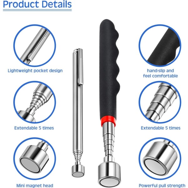 Galaxy Teleskooppinen magneettinen noutotyökalu Pentyp Korjausväline imuputkelle (4 osaa)